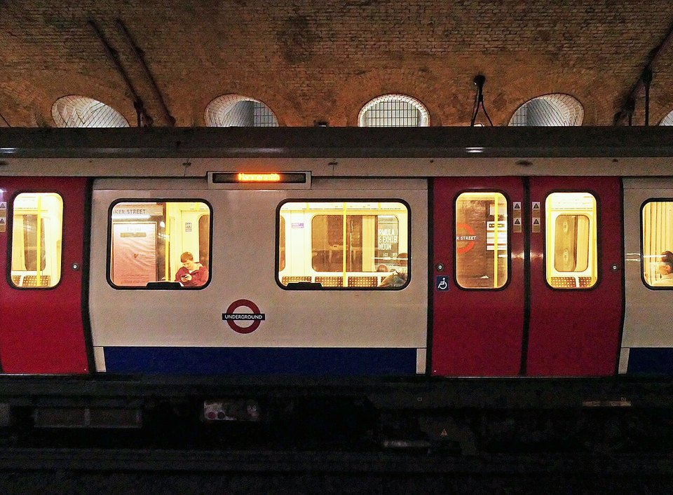 Illustrative file photo — a train and cut-and-cover tunnel at Baker Street station, London Underground. Original photo date: 2024-09-05 12:27:53. Not a photograph of the reported event.
